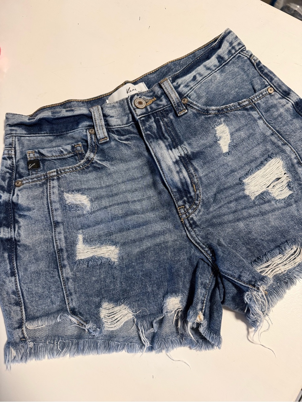 KanCan Light Blue Distressed Denim Shorts